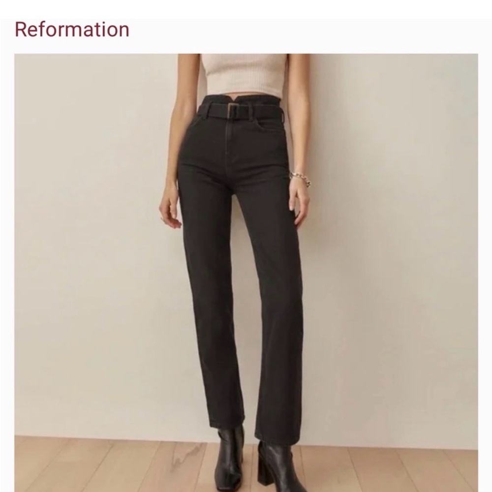 Reformation High Rise Black Jeans Cynthia
